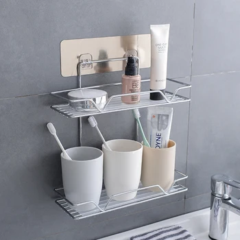 Nemokamai gręžimo vonios kambarys stalčiuko su kabliu vonios lentynos, 2 sluoksnių aikštėje vonios kambarys, produkto savininko arba tualeto turėtojas