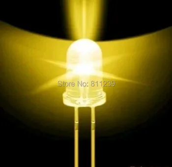 Nemokamas pristatymas 1000pcs/daug Skaidrus Apvalus LED 5MM Geltonas LED šviesos diodų F5mm Geltona LED
