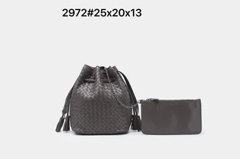 Nemokamas pristatymas 2020 naująją ranką-mezgimo natūralios odos avikailio moterų kibirą, maišą vienos pečių maišą crossbody maišelį, 4 spalvos