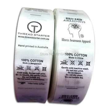 Nemokamas pristatymas custom drabužių priežiūros etiketės/plaunamas etikečių/drabužių šilko atspausdinti tags/drabužių etiketės spausdinimo/logotipas prekės ženklo 1000 vnt