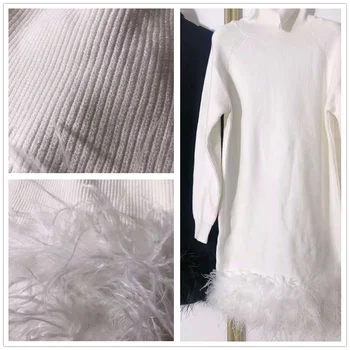 Nemokamas Pristatymas Plunksnų Megzti Golfo Moterų Megztinis Suknelė BodyconCasual Šalies Megztinis Suknelė 2020 Metų Žiemos Mados Nauja Moteris
