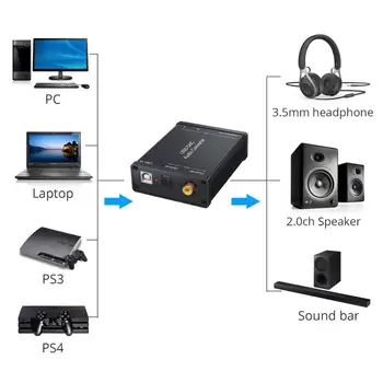 Neoteck USB Audio Garso Korta USB Coaxial S/PDIF Konverteris Skaitmeninio į Analoginį Su 3,5 mm Ausinių Audio Jack PS4, PS3 Xbox