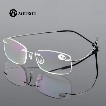 Nerūdijančio plieno atminties Frameless akiniai Skaitymui Danga objektyvas Super-elastingas, Plonas kojų Ultralight +300 Svoris 12g 7 spalvų AB915