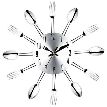 Nerūdijančio plieno peilis ir šakutė šaukštas virtuvės restoranas sieninis laikrodis Namų Puošybai