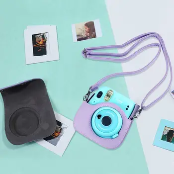 Nešiojamų Apsaugos Fotoaparato Krepšys Krepšys Oda Fujifilm Instax Mini 11 Momentinių Fotoaparato Krepšys Krepšys Dangtis Su Reguliuojamu Dirželiu