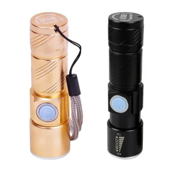 Nešiojamų Lanterna Led USB Žibintuvėlis, Žibintuvėlis Įkraunamas USB Flash Šviesos Bike, Pocket LED Zoomable Žibintas Medžioklei