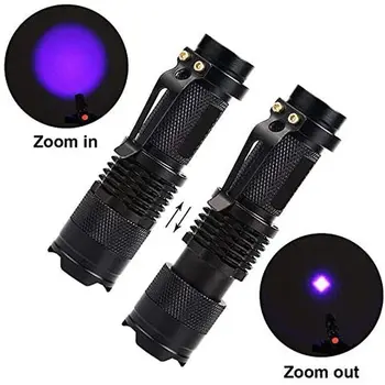 Nešiojamų UV Žibintuvėlis Ultravioletinė LED Šviesos Zoom Mini Žibintuvėlis Šviesos Pinigų Detektorius Skorpionas 14500 Baterija Vandeniui Lempos