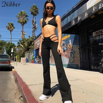 Nibber Seksualus tuščiaviduriai Iš Skylės Kelnės moterims Slim Fitneso Kelnės 2020 metų vasaros mados atsitiktinis streetwear Kelnės moterų hip-hop kelnės