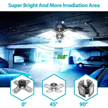 NICLUX Garažas Lempa LED Garažas Šviesos 4 Lapų Seminaras Lempa E27 Lemputės Už Garažo Apšvietimas Sandėlio, Fabriko Pramonės Šviesos