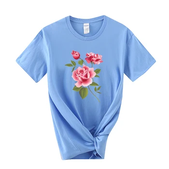 Nieko Laišką Rose Spausdinti Moterų Marškinėliai Harajuku T-Marškinėliai Moterims 2020 Naujas Vasaros Trumpomis Rankovėmis Kasdienių Drabužių Punk Tee Viršūnės
