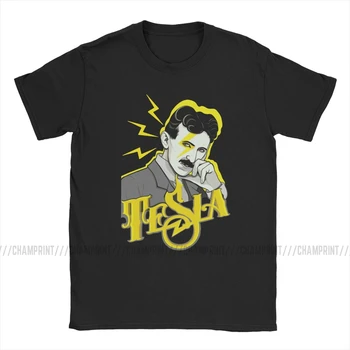Nikola Tesla Vyrų T Shirts Išradėjas Fizikos Inžinierius, Elektros Mokslo Tee Marškinėliai Trumpomis Rankovėmis T-Marškinėliai Medvilnės Originalus Viršūnės