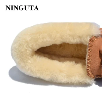 NINGUTA kokybės kailio verstos mokasīni, batus moteris žiemą atsitiktinis moterų batai
