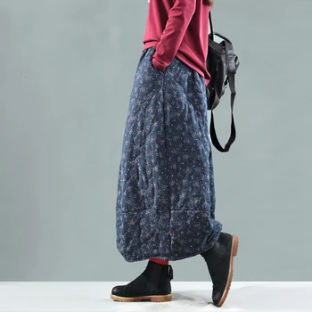 NINI STEBUKLŲ 2020 m. Rudens Žiemos Tirštėti Šiltas Sijonai Moterims Spausdinti Bud Sijonai Moterų Elastinga Juosmens Kratinys Retro Vintage Sijonas
