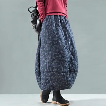 NINI STEBUKLŲ 2020 m. Rudens Žiemos Tirštėti Šiltas Sijonai Moterims Spausdinti Bud Sijonai Moterų Elastinga Juosmens Kratinys Retro Vintage Sijonas