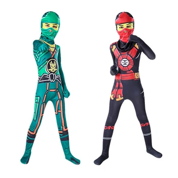 Ninja Kostiumas Vaikas Jumpsuits Halloween Kostiumai Vaikams Išgalvotas Šalis Suknelė Cosplay, Anime, Ninjago Superhero Bodysuit Maskaradas