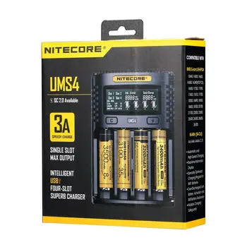 NITECORE UMS2 UMS4 Baterijos Įkroviklis, USB Išėjimas 3A Ličio Jonų Ni-MH NiCd 18650 20700 21700 10500 Universal Baterija, Įkroviklis