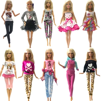 NK 10 Set/Daug Princesė Lėlės Suknelė Kilnus Šalis Suknelė Barbie Lėlės Mados Dizaino Aprangą-Geriausia Dovana Mergaitė 