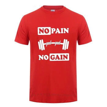 No Pain No Gain Atspausdinta Marškinėliai Vyrams Vasaros Kultūrizmo Ir Fitneso Trumpomis Rankovėmis T-Shirt Sporto Drabužių Crossfit Viršūnes Tee