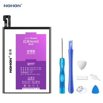 Nohon Baterija BN45 Už Xiaomi Redmi 5 Pastaba Note5 3900-4000mAh Didelės Talpos Ličio polimerų vidinis Akumuliatorius Xiaomi Redmi Note5