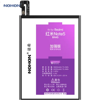 Nohon Baterija BN45 Už Xiaomi Redmi 5 Pastaba Note5 3900-4000mAh Didelės Talpos Ličio polimerų vidinis Akumuliatorius Xiaomi Redmi Note5