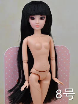 Nude Naked lėlė su 3D Real Akis Kūdikių Žaislų / 12 Jungtinio Kilnojamojo /ilgi Juodi Plaukai, Kirpčiukai Cosplay Barbie Lėlės, Žaislai Mergaitėms Dovanų