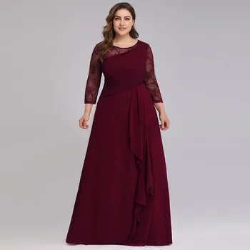 Nuotakos Motina Suknelė Plius Dydis Vakaro Šalis, Chalatai 2020 Elegantiškas Nėriniai-line Šifono ilgomis Rankovėmis O-kaklo Motina Nuotakos Suknelės
