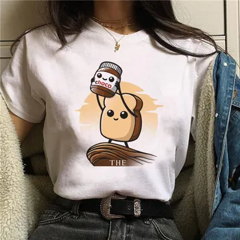 Nutella Kawaii Spausdinti Marškinėliai Moterims 90-ųjų Harajuku Ullzang Mados T-shirt Grafikos Mielas Animacinių filmų Marškinėlius korėjos Stiliaus Viršaus Tees Moteris