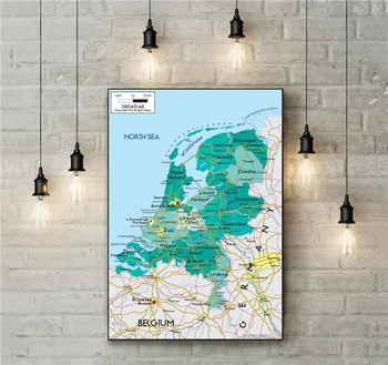 Nyderlandai Politinis Sieninis Žemėlapis Drobė Spausdinti Plakato Kavinė Baras Baras Namų Puošybai Sienos Menas, Lipdukas Unikali Tapybos