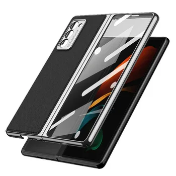 Oda+Grūdintas Stiklas Visišką Apsaugą Hard Case For Samsung Galaxy Z Sulenkite 2 Atveju Prabanga Apkalos Krašto Dangtelis, Skirtas 