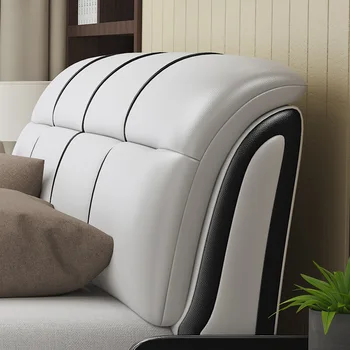 Odos dvigulė lova 1,8 m šiuolaikinės paprastas mažas šeimos tipo 1.5 tatamio kilimėlis miegamojo, pneumatinės laikymo stalčių oda lova