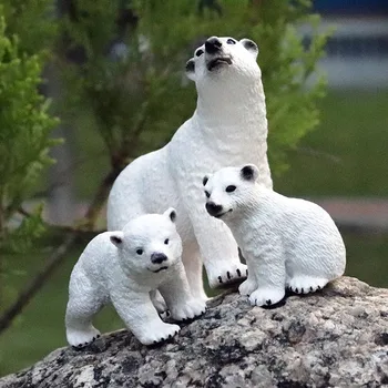 Oenux Originalus 11PCS Arkties Gyvūnų, Šeimos Polar Bear Banginių Vandenyno Gyvūnų figūrėlių, Miniatiūriniai Modelį PVC Vaikams Žaislas Kalėdų Dovana