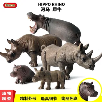 Oenux Originalus Afrikos Laukinių Gyvūnų Modelio Veiksmų Skaičiai Klasikinis Raganosio Hippo Buffalo PVC Tikroviška Surinkimo Vaikas Žaislą Dovanų