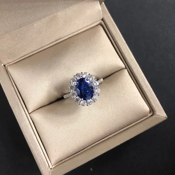 OEVAS Prabangus Putojantis Mėlyna Žiedas 925 Sterlingas Sidabro vestuviniai žiedai Moterų, Mergaičių, 925 Sterlingas sidabro Dalyvavimo šalies papuošalai