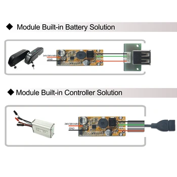 Okfeet DC Konverteris 36V 48V 52V į 5V Ebike USB Sumažinti Įtampą plokštės Akumuliatoriaus Valdiklis