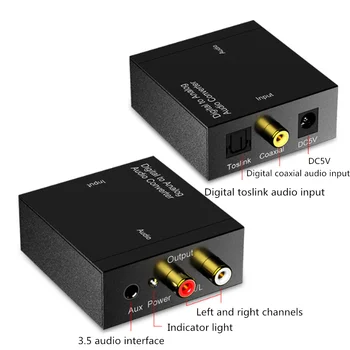 Optinio Skaitmeninio Stereo Audio SPDIF Toslink Bendraašius Signalo į Analoginį Keitiklis 3.5 MM Jack, 2 x RCA Stiprintuvo Dekoderis Adapteris
