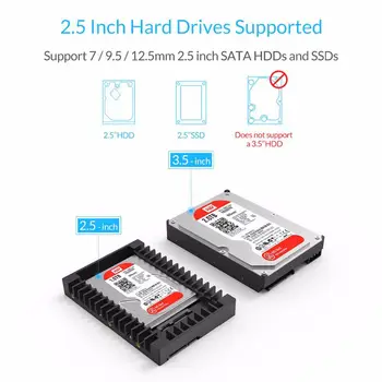 ORICO 1125SS 2.5 Colių, 3.5 Colių HDD Adapteris, 7/9.5/12.5 mm SSD Kietąjį Diską Caddy Paramos SATA 3.0 6Gbps 2,5 colių HDD, SDD