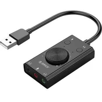 ORICO Apimtis Reguliuojama 3-Port Mic Ausinės Garso Kortelės Adapteris Išorinė USB Garso plokštė PC Accessary
