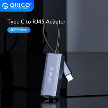 ORICO C Tipo Tinklo plokštė Aliuminio USB C Ethernet Tipo C iki RJ45 Gigabit Lan Adapter 10/100/1000 už 