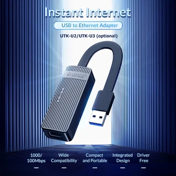ORICO UTK-U2 UTK-U3 USB Tinklo plokštė USB 2.0 3.0 RJ45 LAN 100Mbps 1000Mbps Ethernet Adapter PC