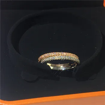 Originali 925 Sterlingas sidabro Žiedas Mikro nutiesti AAAAA Kubinių Zirconia Amžinybės Dalyvavimas Vestuvių Juostoje Žiedai moterims Piršto Papuošalai
