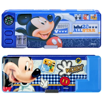 Originali Disney Pieštuko Atveju Mickey Minnie Mouse Dvigubo Sluoksnio Didelės Talpos, Pieštukų Dėžutė Mielas Pencilcase Vaikai Mokyklos Raštinės Reikmenys