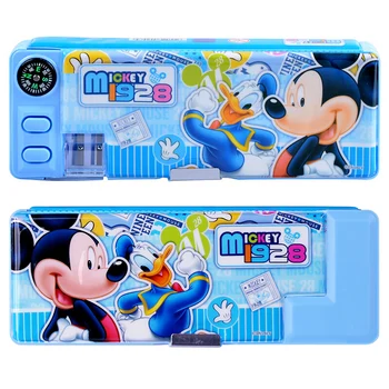 Originali Disney Pieštuko Atveju Mickey Minnie Mouse Dvigubo Sluoksnio Didelės Talpos, Pieštukų Dėžutė Mielas Pencilcase Vaikai Mokyklos Raštinės Reikmenys