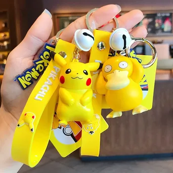 Originali Pokemon Animacinių Filmų Anime Duomenys Automobilių Keychain Pakabukas Pikachu Žaislą Psyduck Squirtle Bulbasaur Papuošalai Lėlės Modelį, Vaikai Dovana