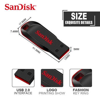 Originalios SanDisk CZ50 USB Flash Drive 64GB 16GB 32GB 128GB Pen Ratai Pendrive USB 2.0 Flash Drive, Memory stick, USB 