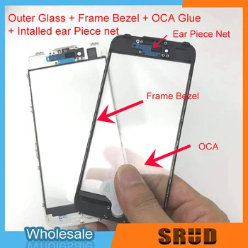 Originalus 3 1. Išorinis Stiklas +OCA Filmas +Rėmas Bezel iPhone 5 5s 5C 6 6s 7 8 Plius Xr 11 LCD Touch Skardžiai Remontas, Dalys