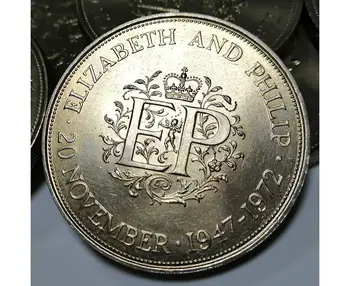 ORIGINALUS! Monetos UK, 25 pensų 1980 JK. 80 metų nuo gimimo Karalienė Motina