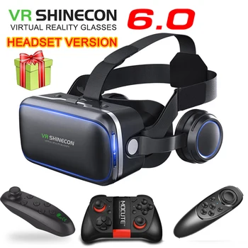 Originalus VR shinecon 6.0 rankų įrangos versija, virtualios realybės akiniai, 3D akiniai, šalmai rankų išmaniojo telefono Pilnas paketas + valdytojas