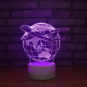 Oro Plokštumos Žemės Modelį 3D Naktį Šviesos diodų (LED Stalo Lempa Optinė Iliuzija Miegamojo Apšvietimas 7 Spalvas, Nuotaikas Lempa Vaikams Dovanų