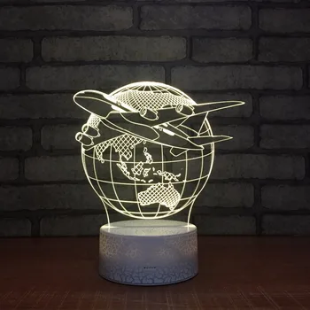 Oro Plokštumos Žemės Modelį 3D Naktį Šviesos diodų (LED Stalo Lempa Optinė Iliuzija Miegamojo Apšvietimas 7 Spalvas, Nuotaikas Lempa Vaikams Dovanų