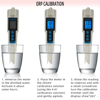 ORP Matuoklis 3 in 1 pH ORP TEMP Testeris pH-Metras su Backlight Multi-parametras, Skaitmeninis, Trijų Metrų Vandens Kokybę, Stebėti 40% nuolaida